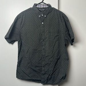 Black w/ White Polka Dots Short Sleeve Button Down